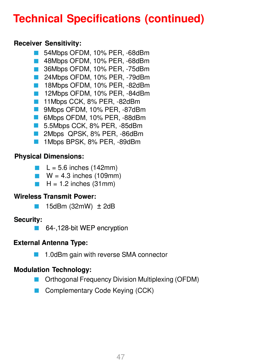 D-Link DWL-G800AP manual Technical Specifications 