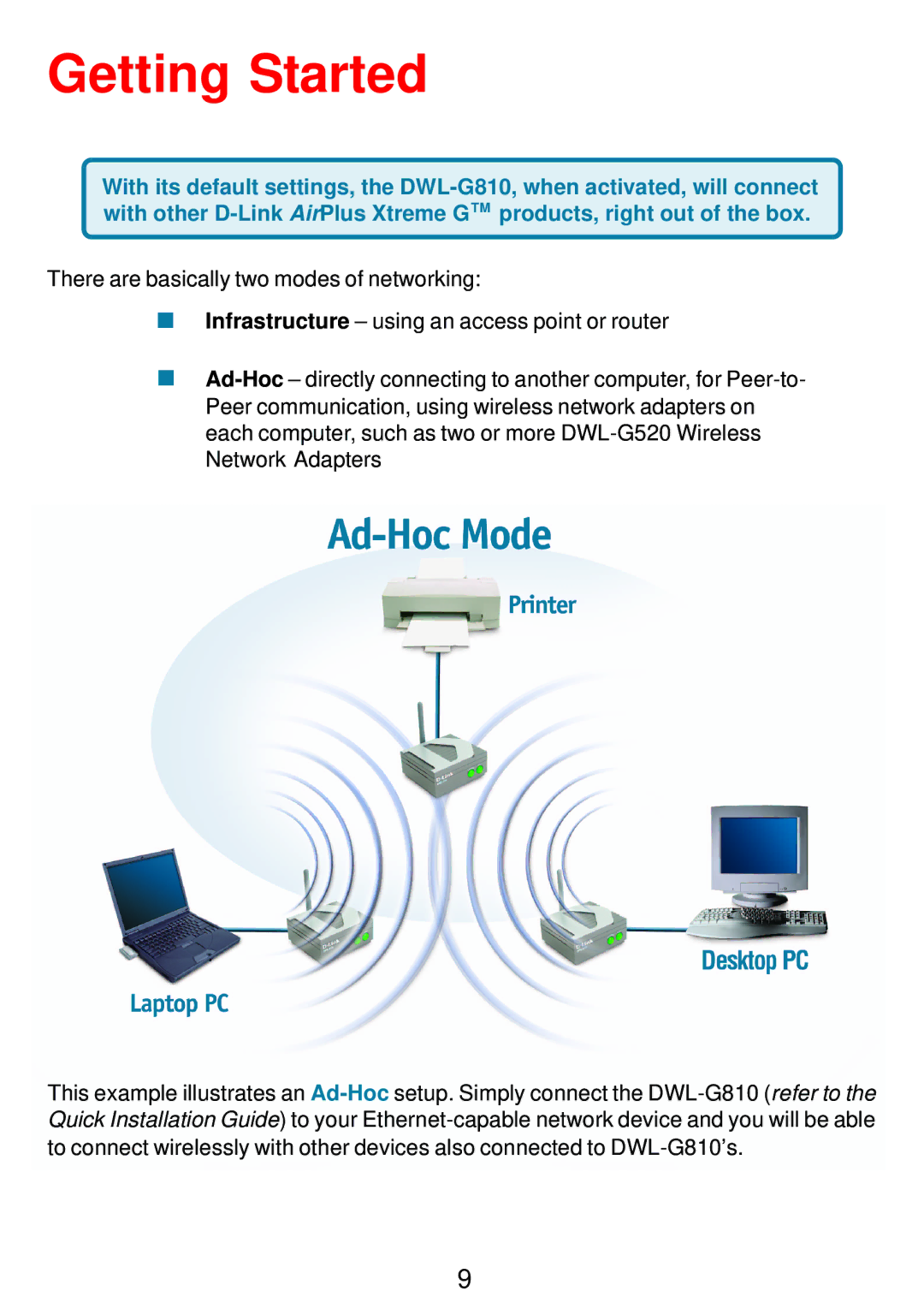 D-Link DWL-G810 manual Getting Started 