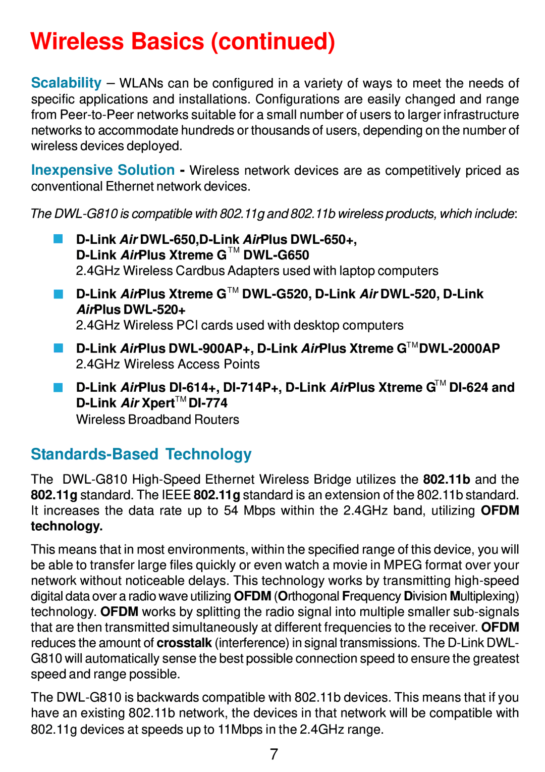 D-Link DWL-G810 manual Wireless Basics, Standards-Based Technology 