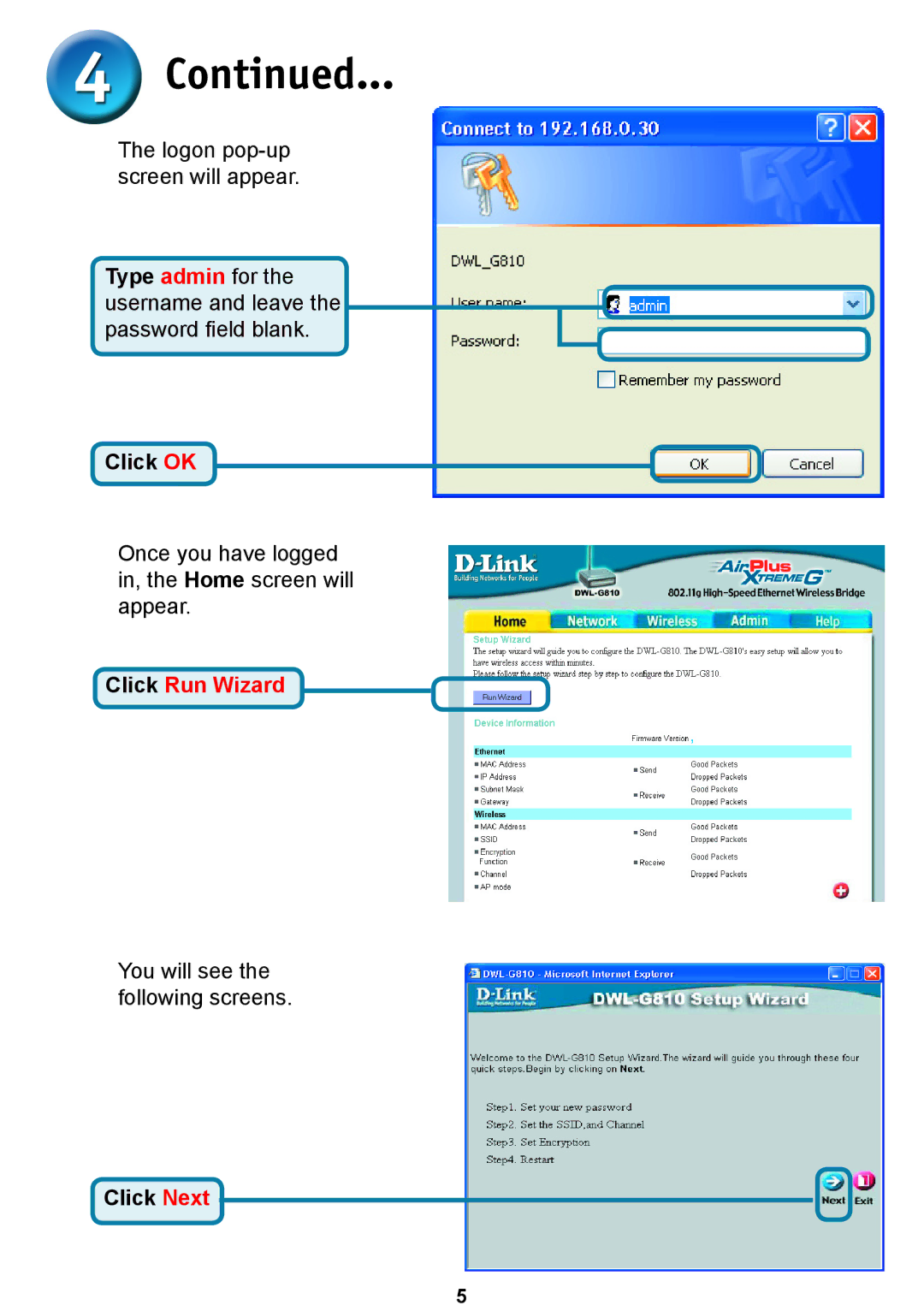 D-Link DWL-G810D-Link warranty Click Run Wizard 