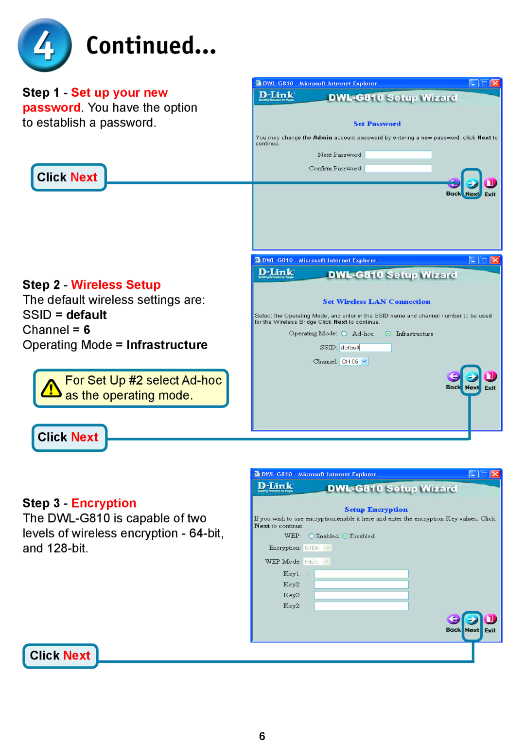 D-Link DWL-G810D-Link warranty Wireless Setup, Encryption 