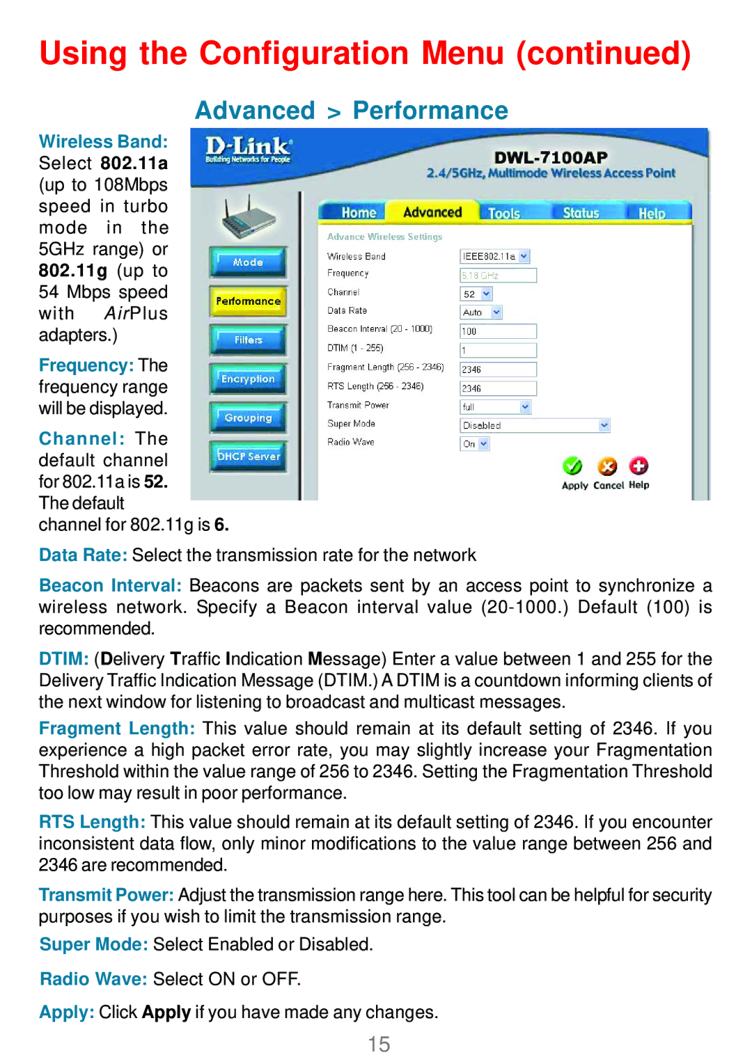 D-Link DWL_7100 manual Advanced Performance, Wireless Band 