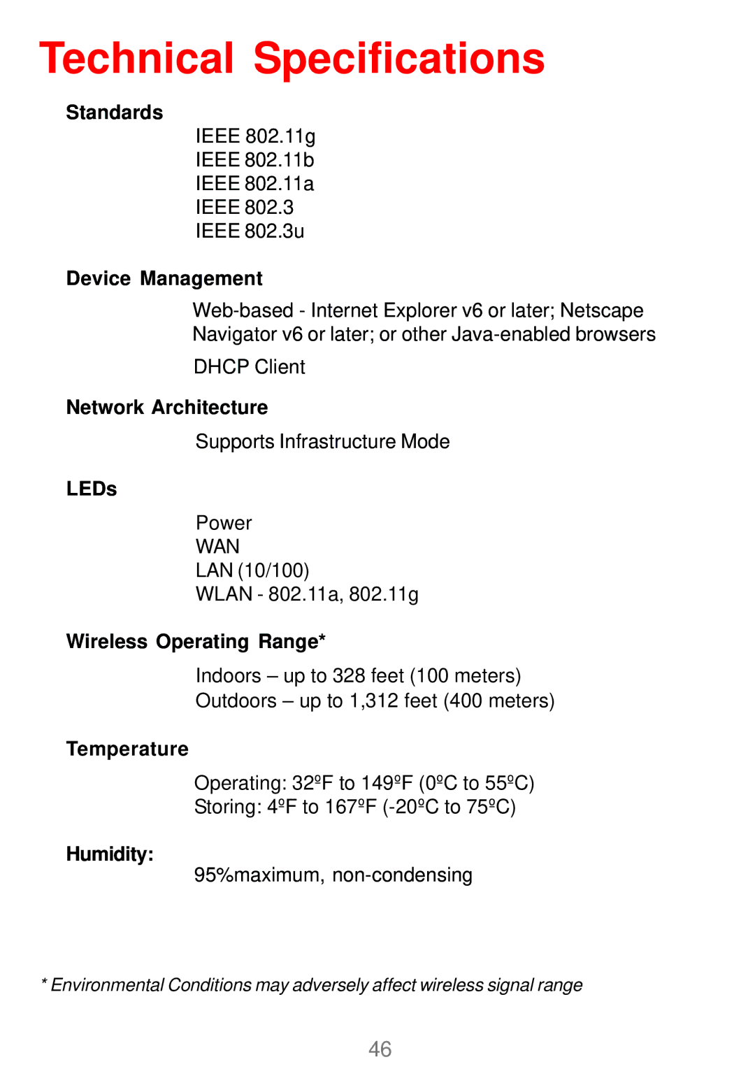 D-Link DWL_7100 manual Technical Specifications 