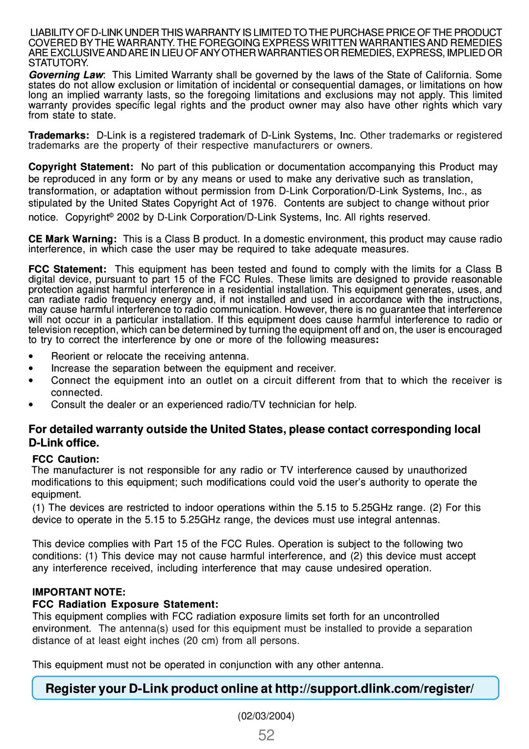 D-Link DWL_7100 manual Important Note 