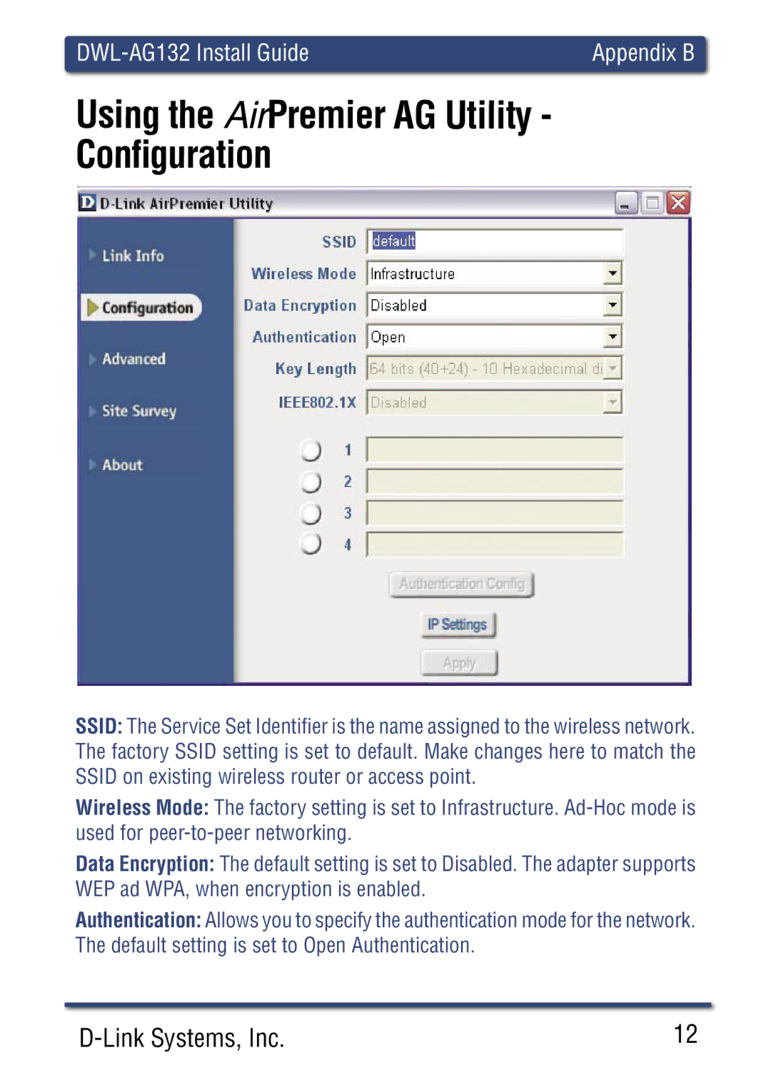 D-Link DWLAG700AP manual Conﬁguration 