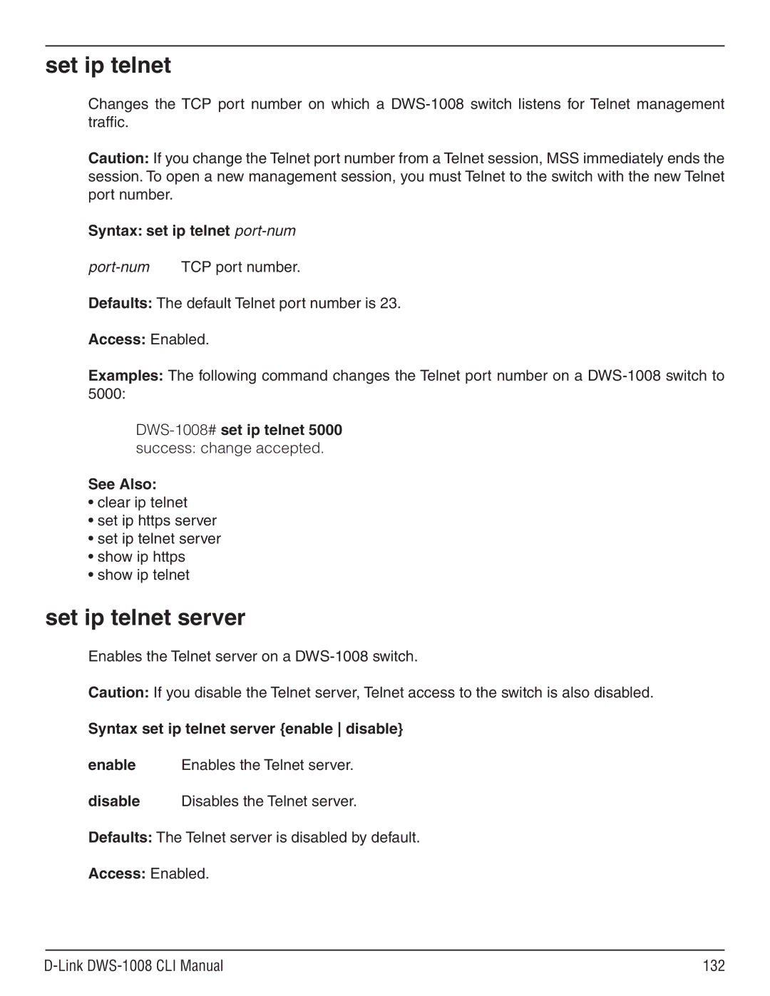 D-Link dws-1008 manual Set ip telnet 