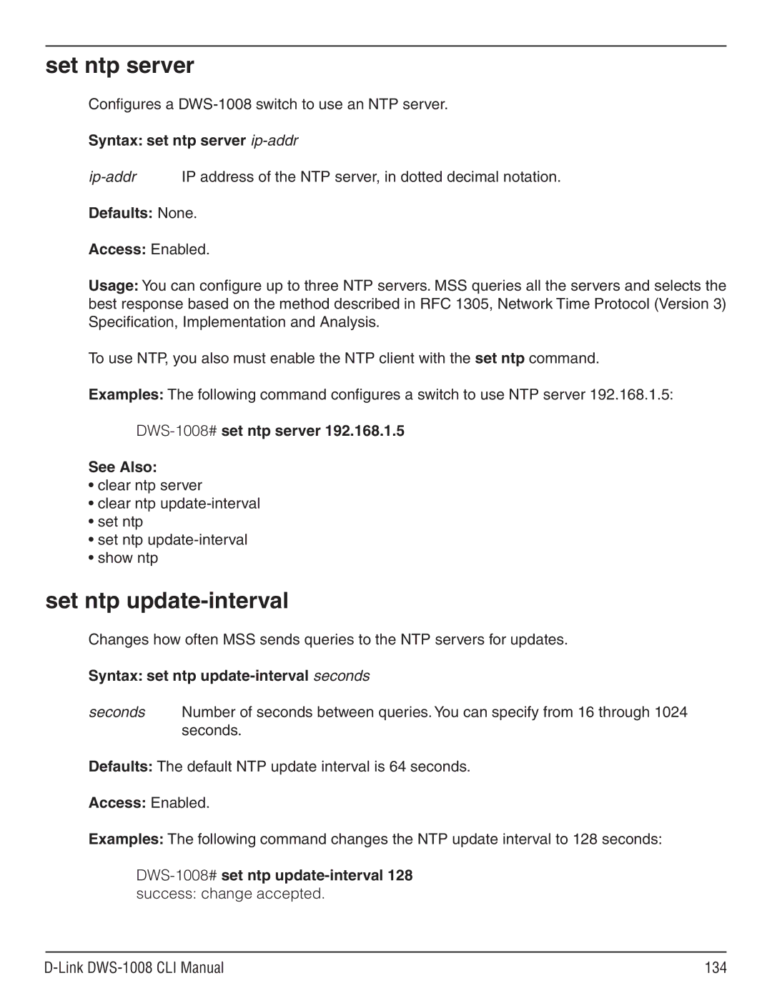 D-Link dws-1008 manual Set ntp server 