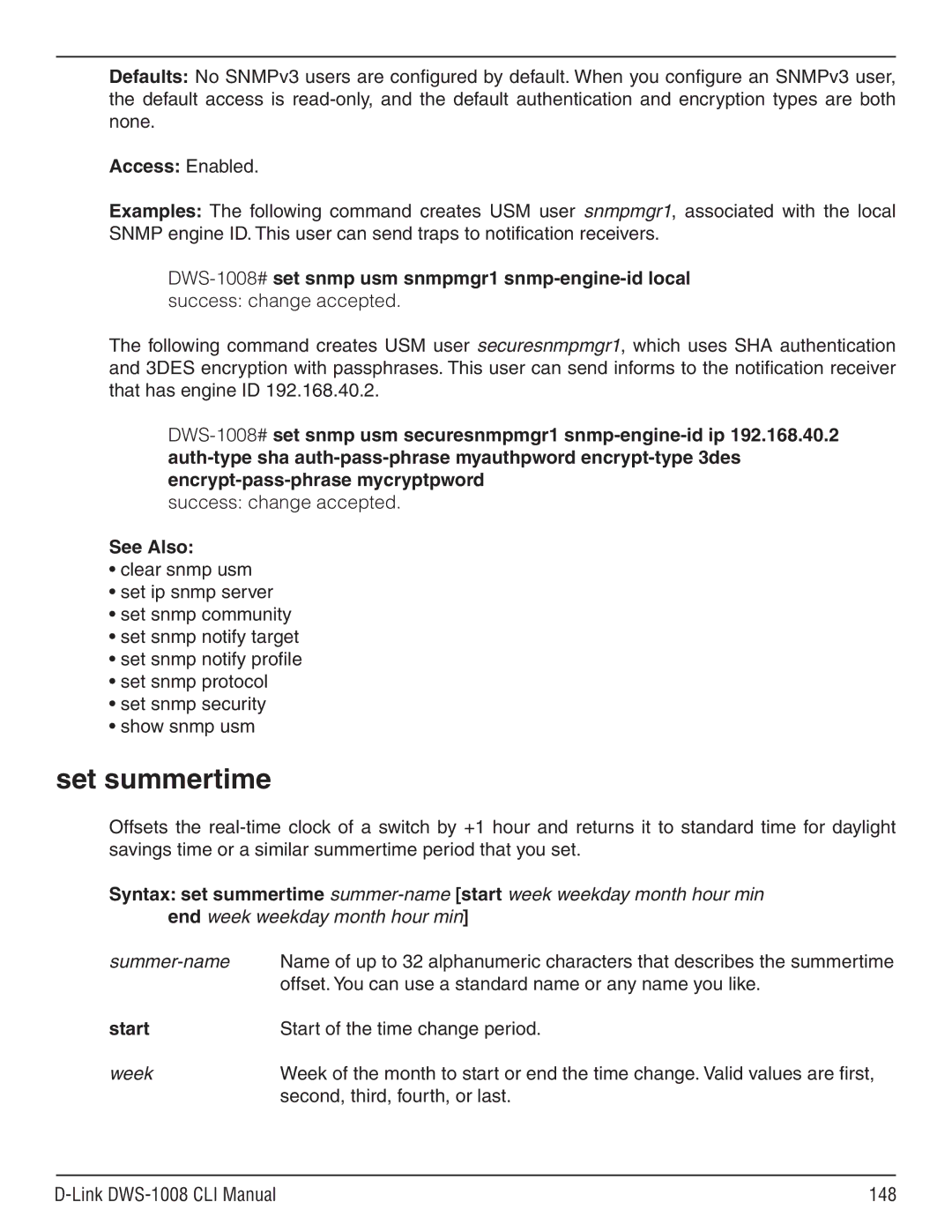 D-Link dws-1008 manual Access Enabled, Link DWS-1008 CLI Manual 148 