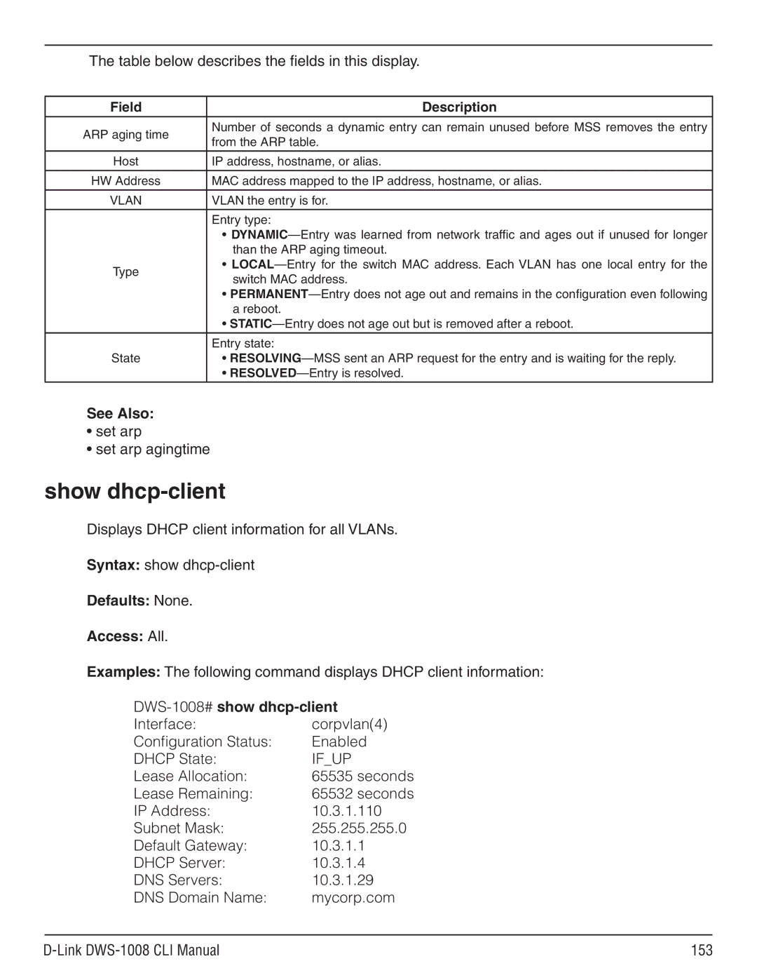 D-Link dws-1008 manual Show dhcp-client 