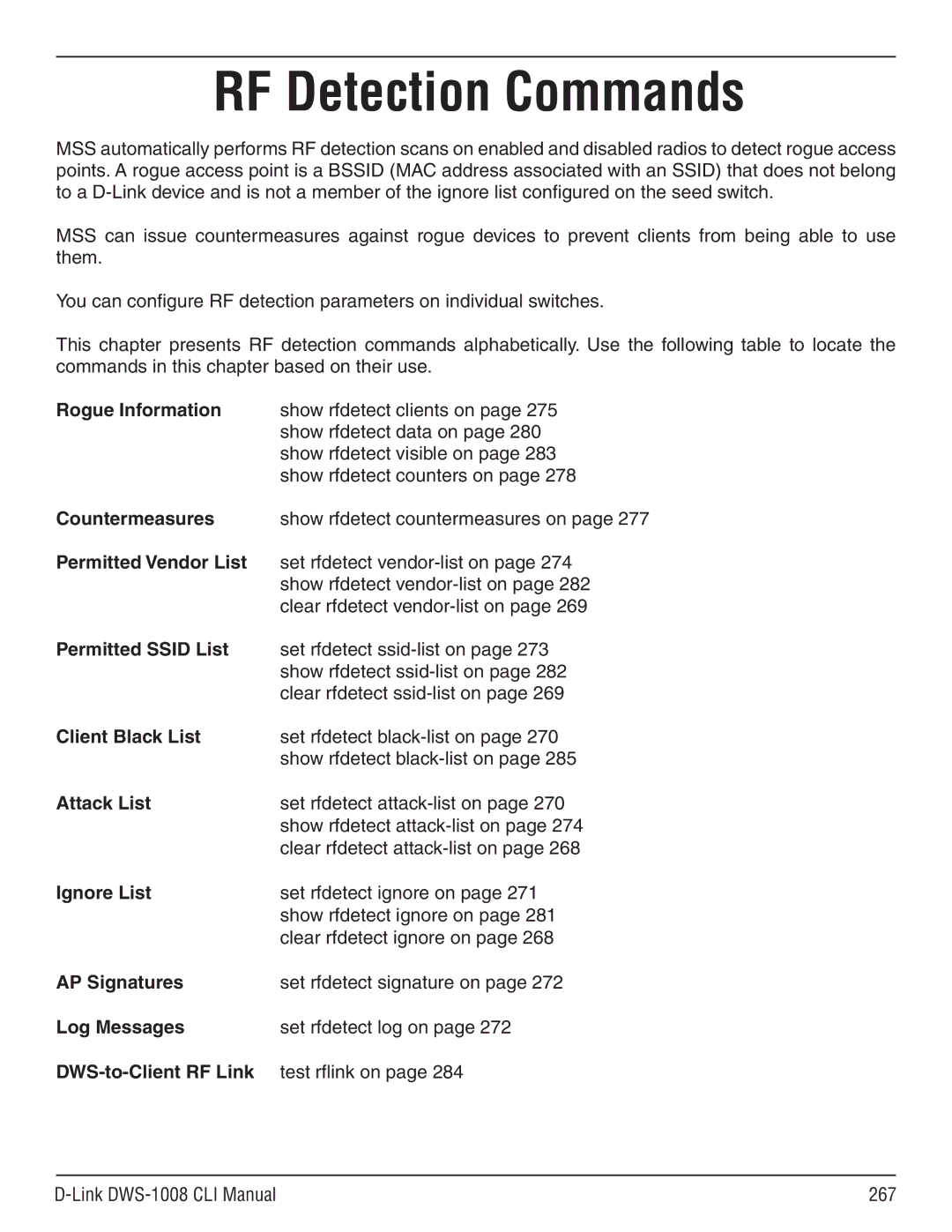 D-Link dws-1008 manual Rogue Information, Countermeasures, Permitted Vendor List, Permitted Ssid List, Client Black List 