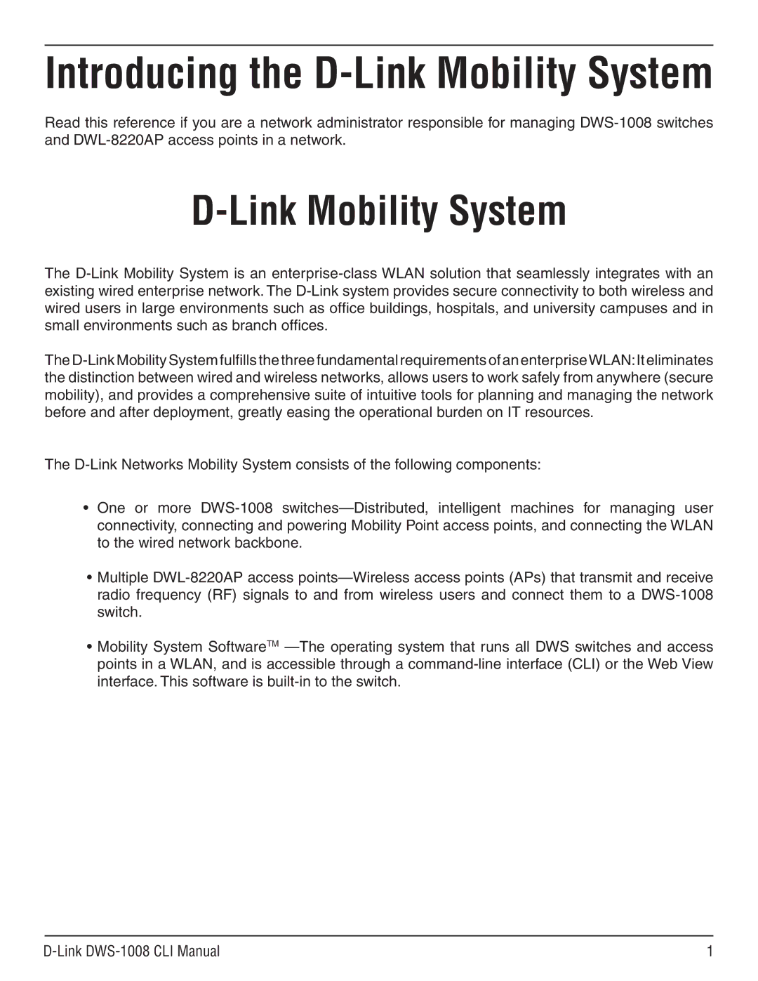 D-Link dws-1008 manual Link Mobility System 