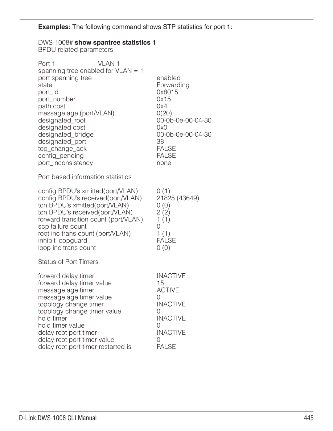 D-Link dws-1008 manual DWS-1008#show spantree statistics, False, Inactive 