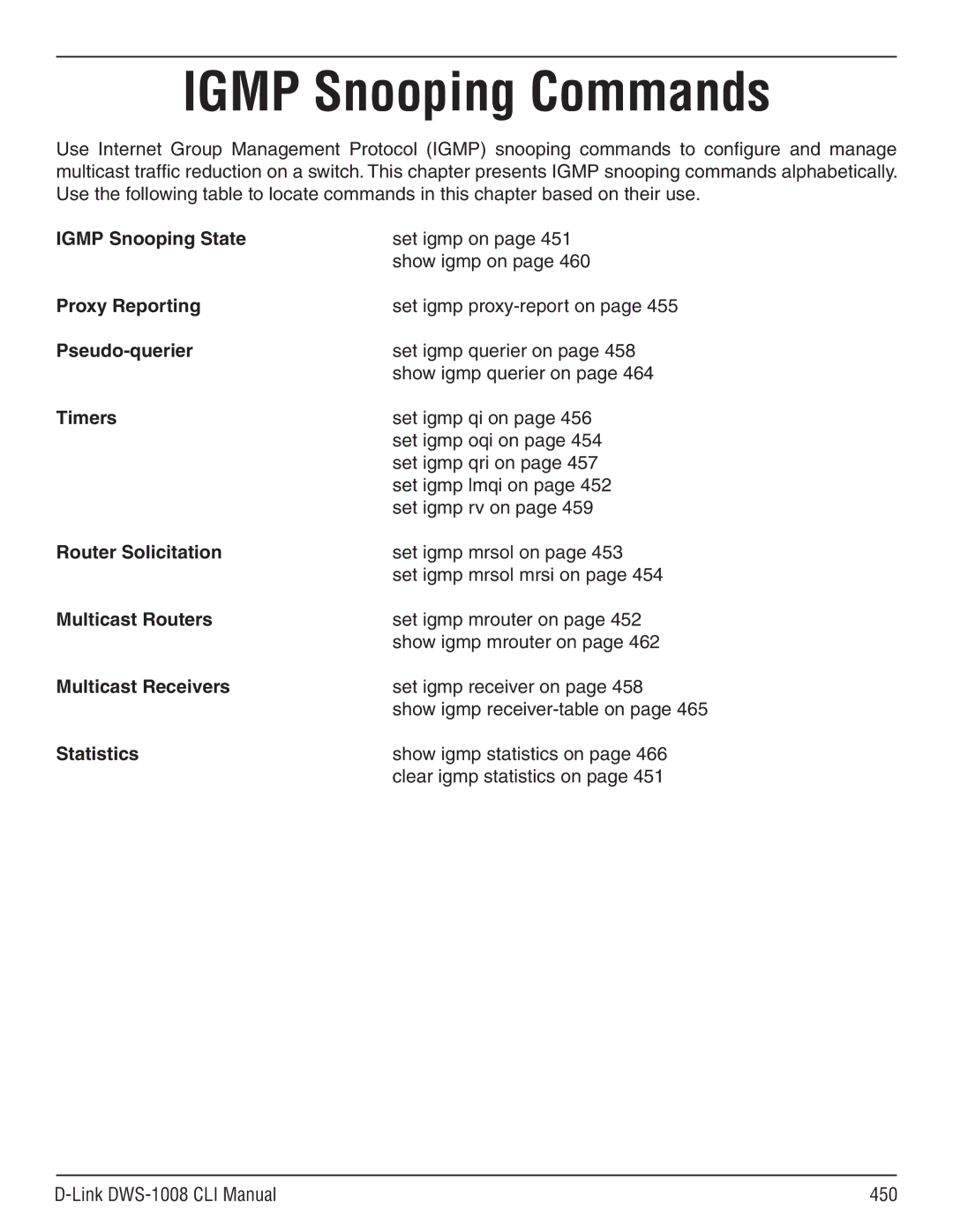 D-Link dws-1008 manual Igmp Snooping State, Proxy Reporting, Pseudo-querier, Router Solicitation, Multicast Routers 