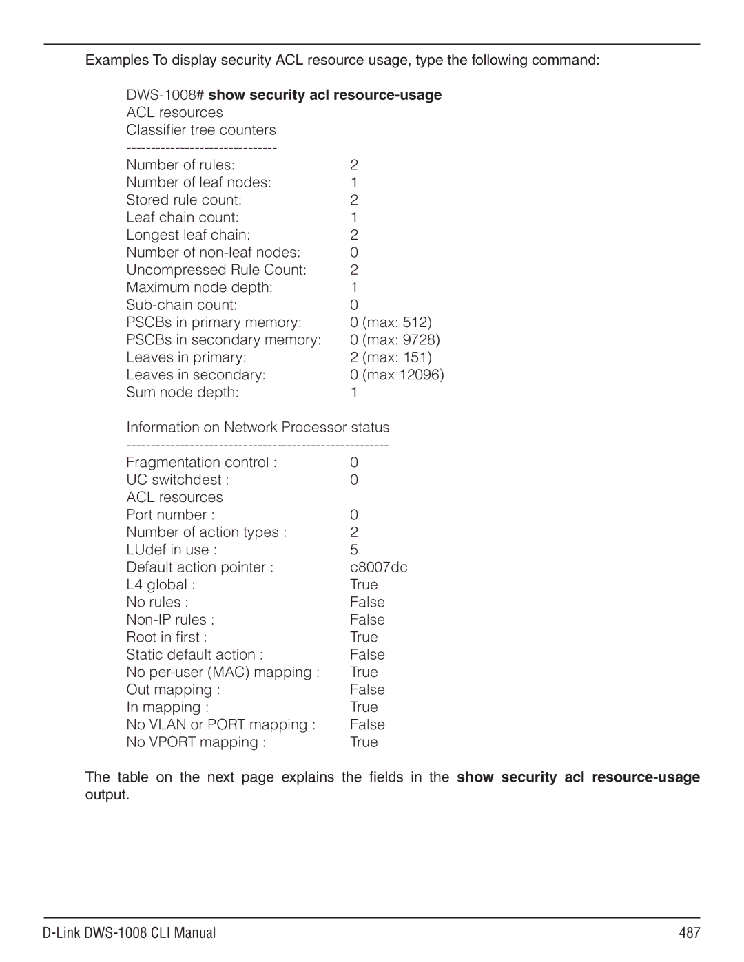 D-Link dws-1008 manual DWS-1008#show security acl resource-usage 