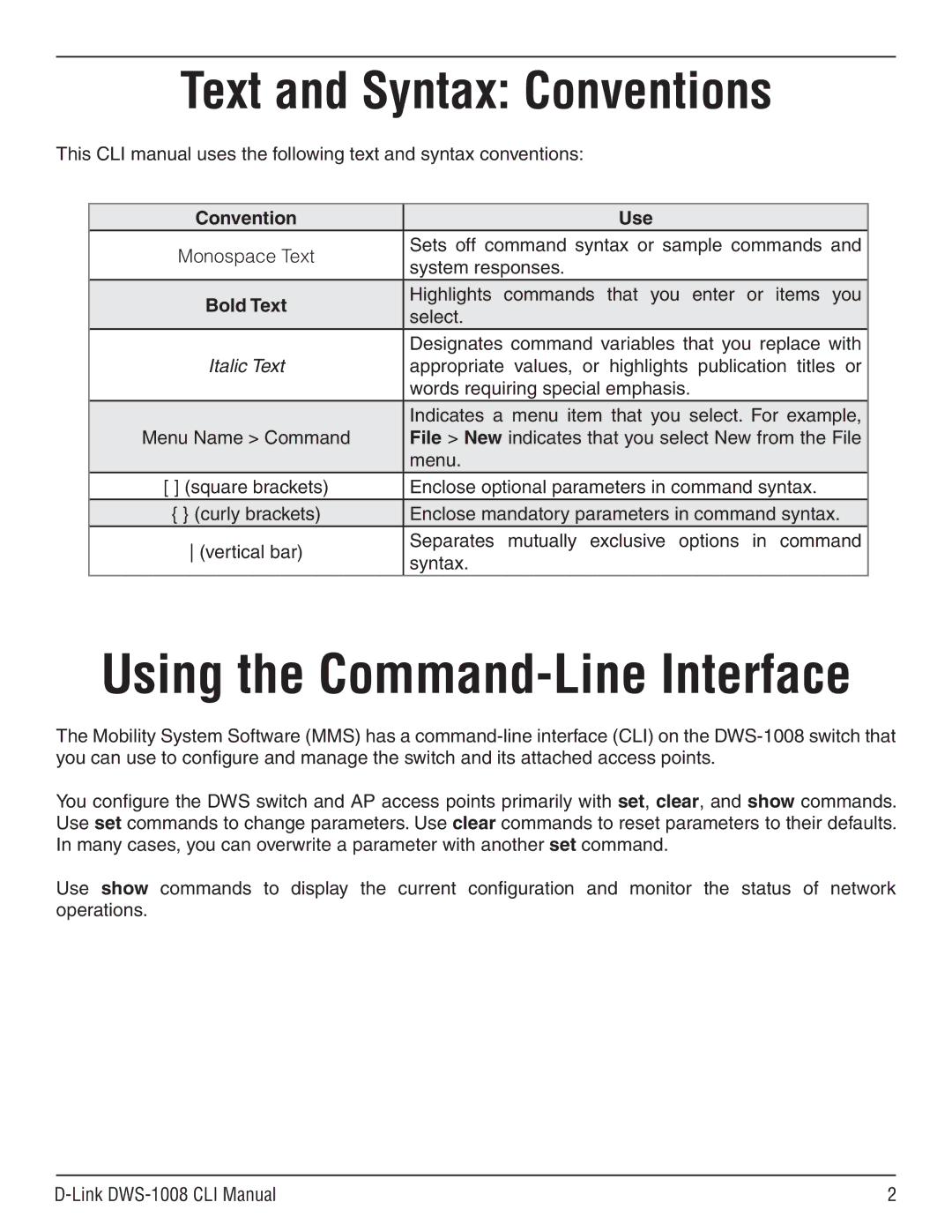 D-Link dws-1008 manual Convention Use 