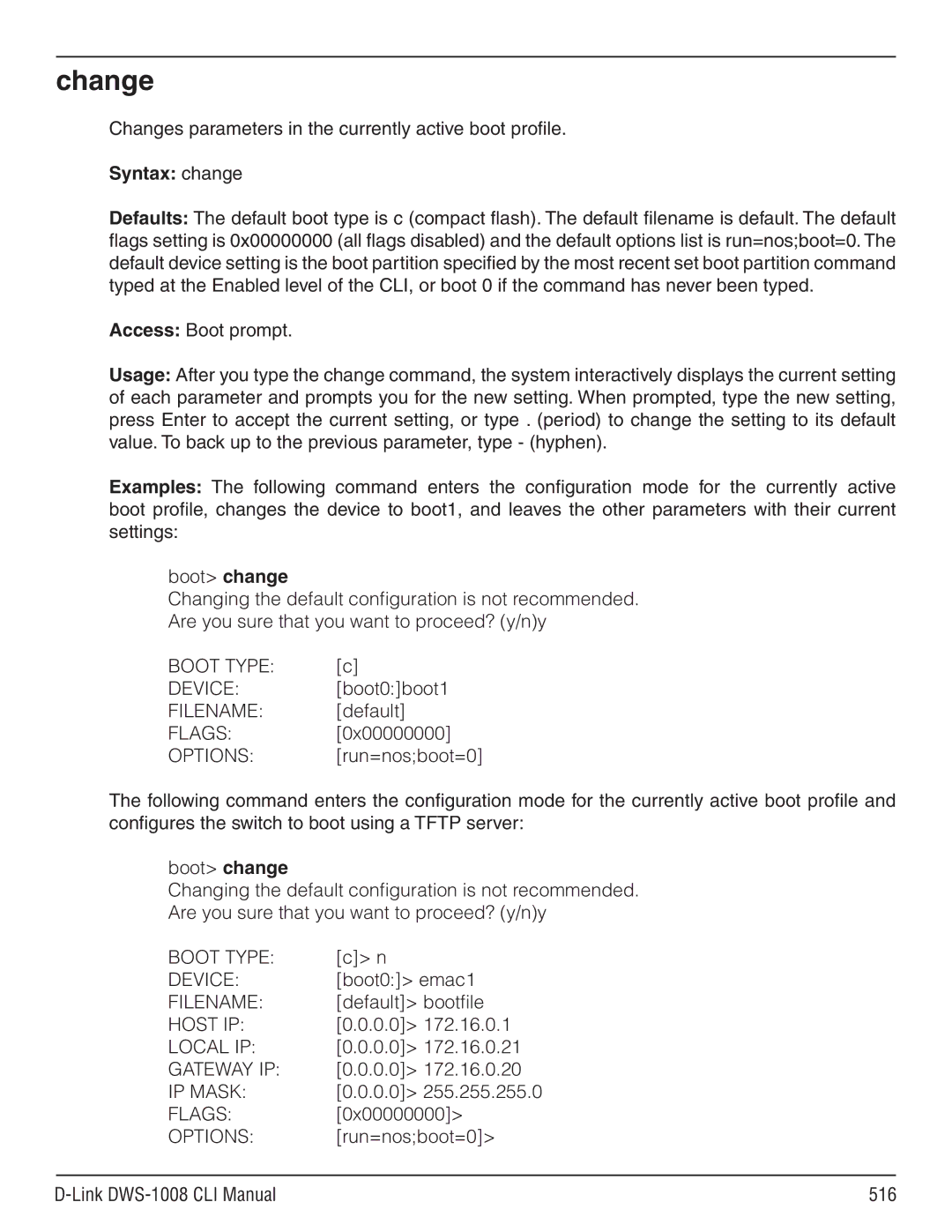 D-Link dws-1008 manual Change, Syntax change 