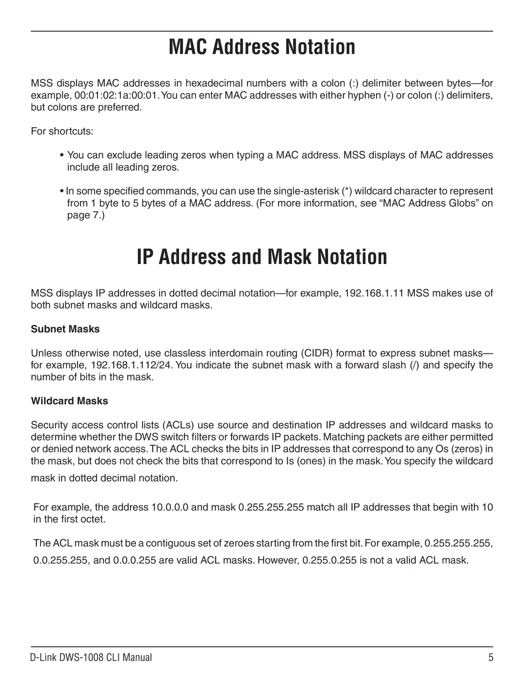 D-Link dws-1008 manual Subnet Masks, Wildcard Masks 