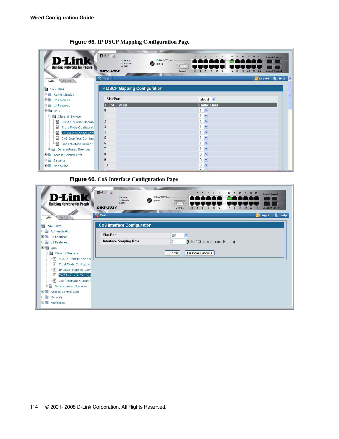 D-Link DWS-3000 manual IP Dscp Mapping Configuration 