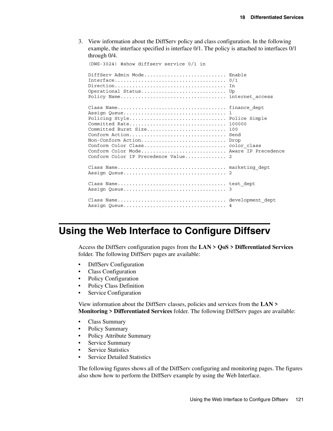 D-Link DWS-3000 manual Using the Web Interface to Configure Diffserv 