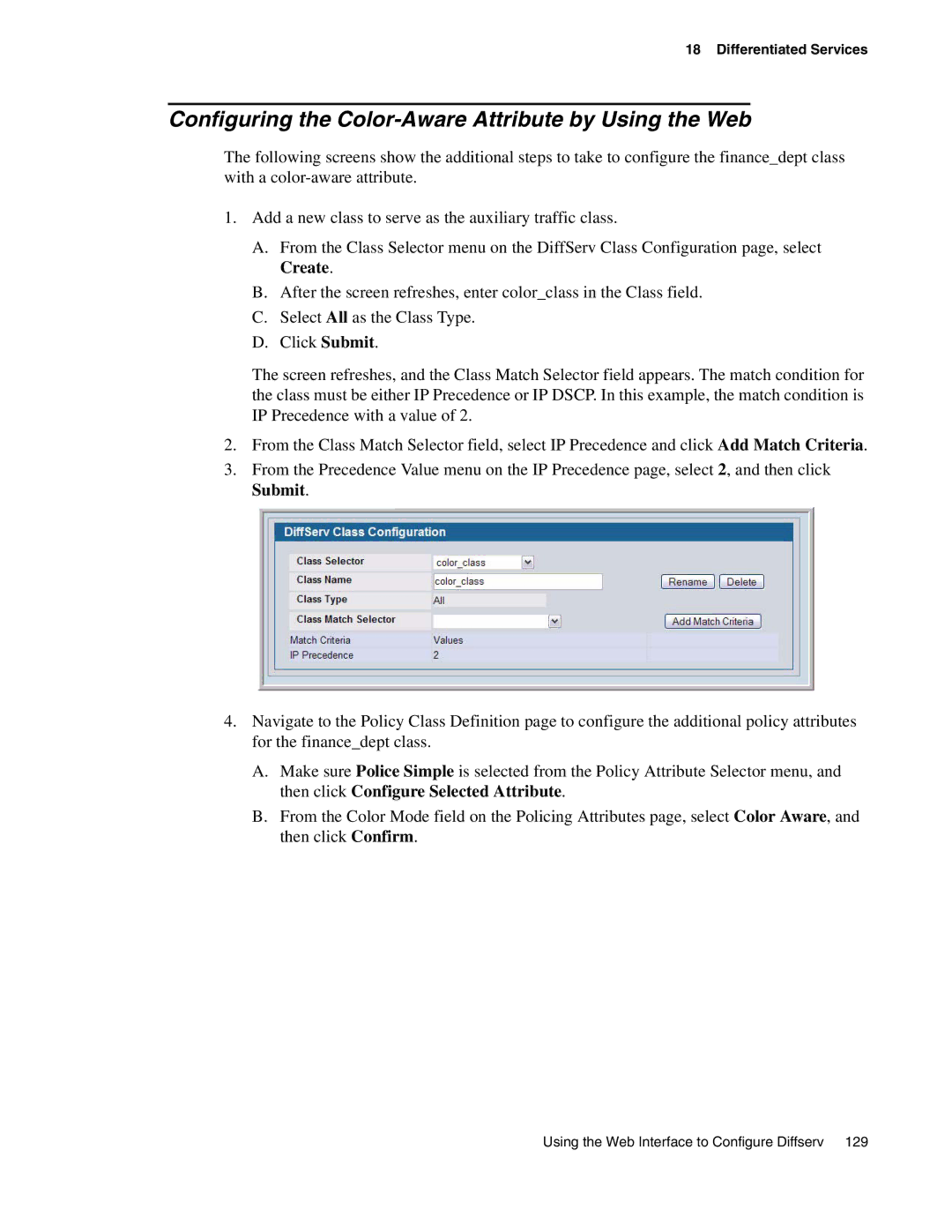 D-Link DWS-3000 manual Configuring the Color-Aware Attribute by Using the Web 