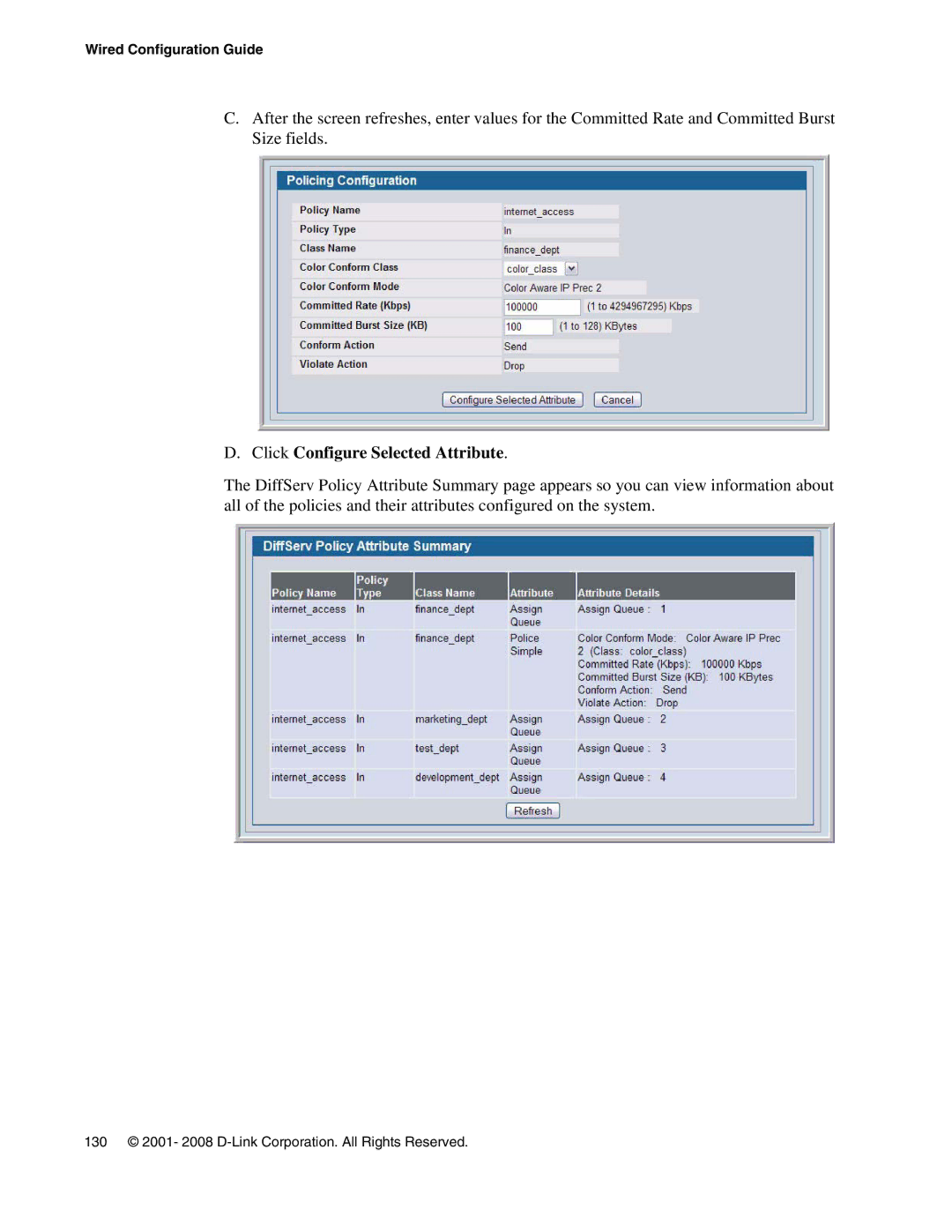 D-Link DWS-3000 manual Click Configure Selected Attribute 