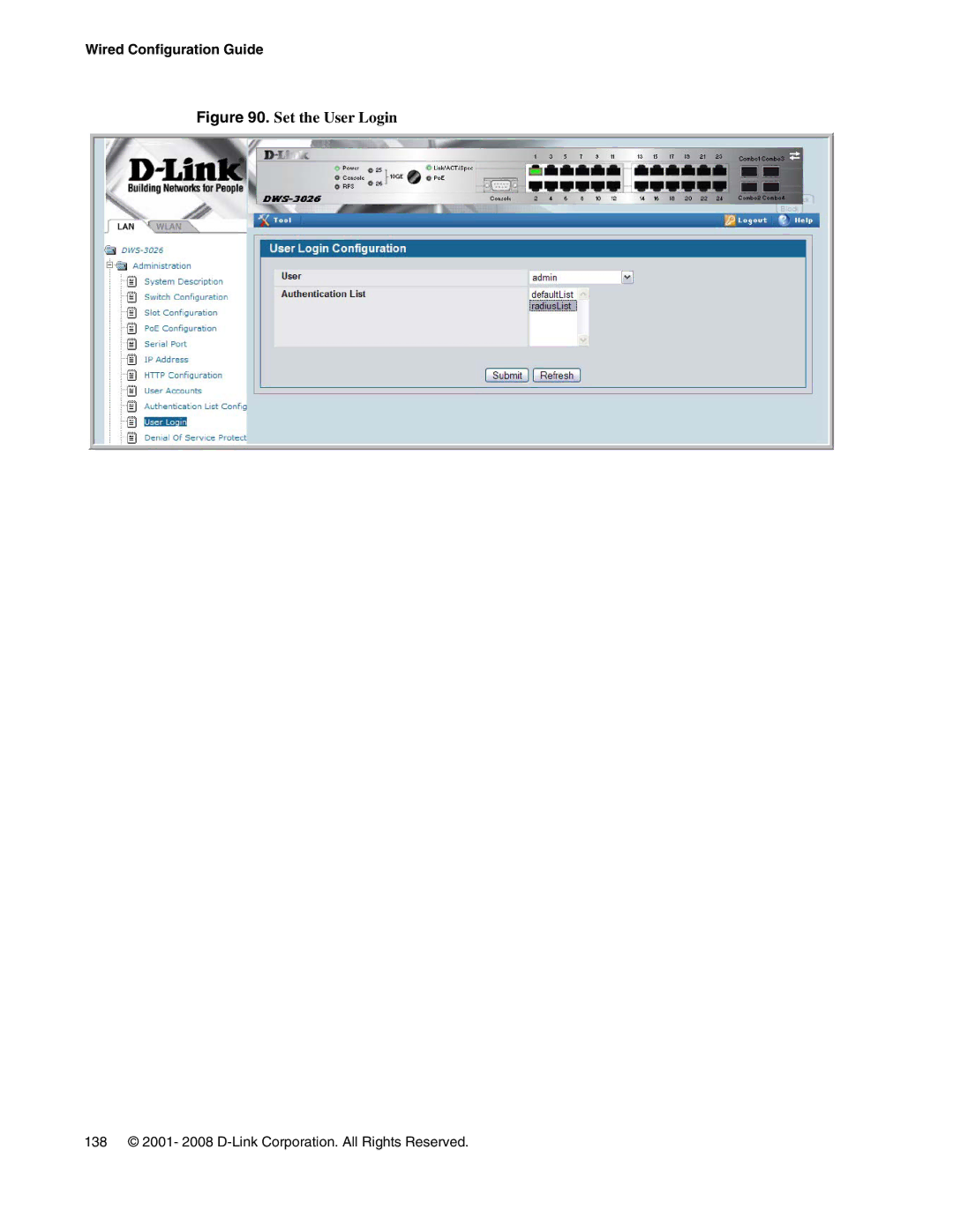 D-Link DWS-3000 manual Set the User Login 