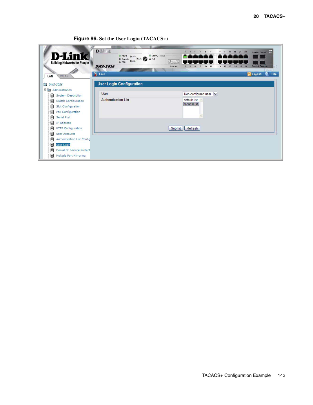 D-Link DWS-3000 manual Set the User Login TACACS+ 