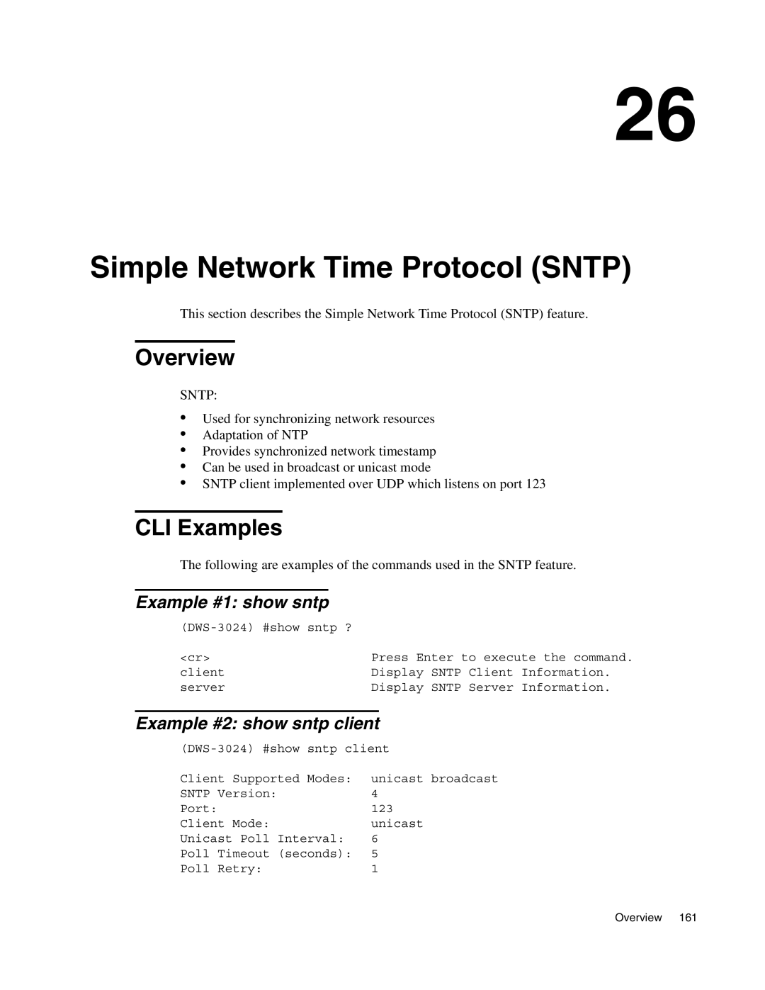 D-Link DWS-3000 manual Simple Network Time Protocol Sntp, Example #1 show sntp, Example #2 show sntp client 