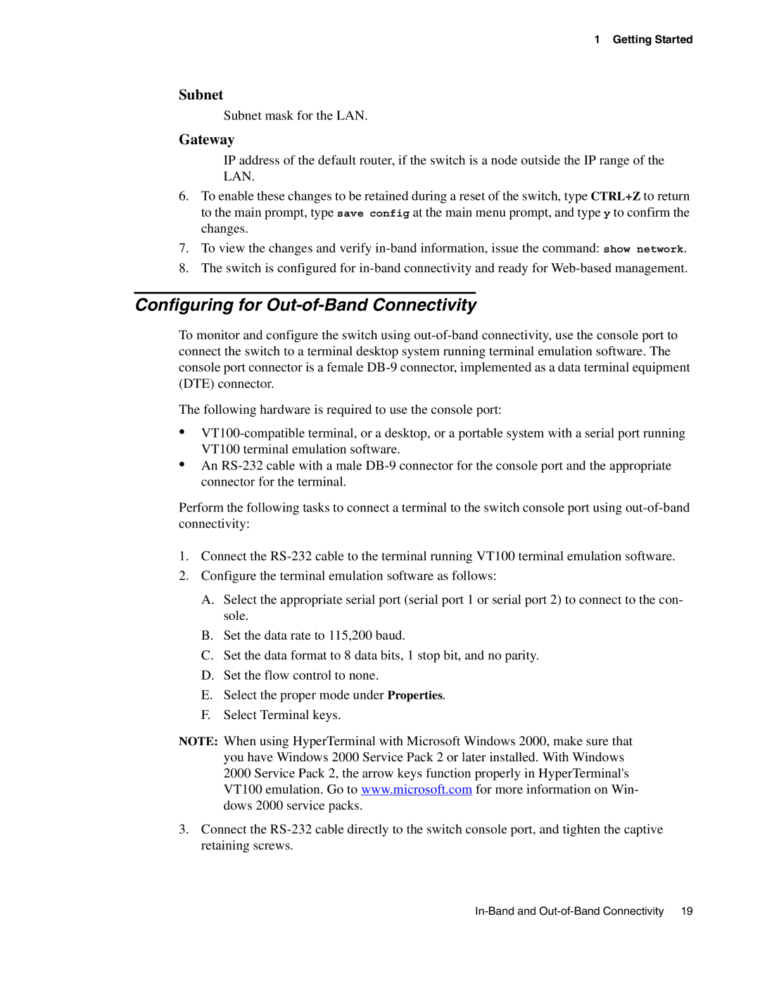 D-Link DWS-3000 manual Configuring for Out-of-Band Connectivity 