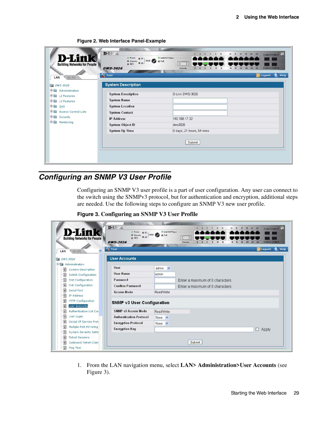 D-Link DWS-3000 manual Configuring an Snmp V3 User Profile 