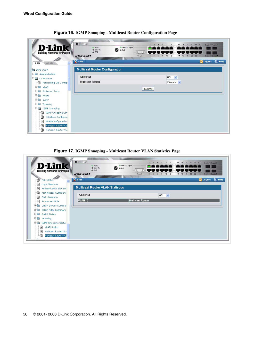 D-Link DWS-3000 manual Igmp Snooping Multicast Router Configuration 