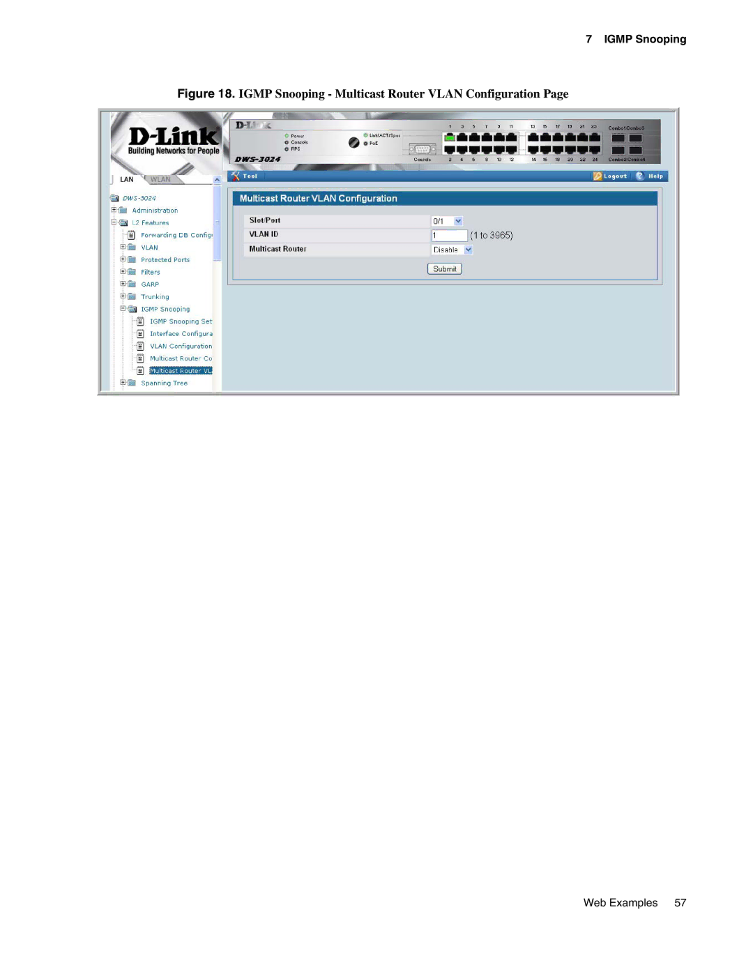 D-Link DWS-3000 manual Igmp Snooping Multicast Router Vlan Configuration 