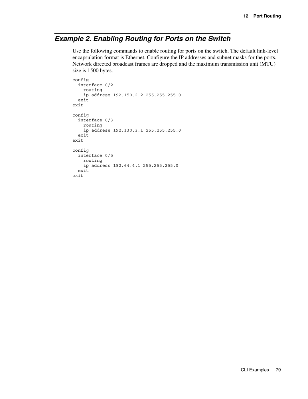 D-Link DWS-3000 manual Example 2. Enabling Routing for Ports on the Switch 