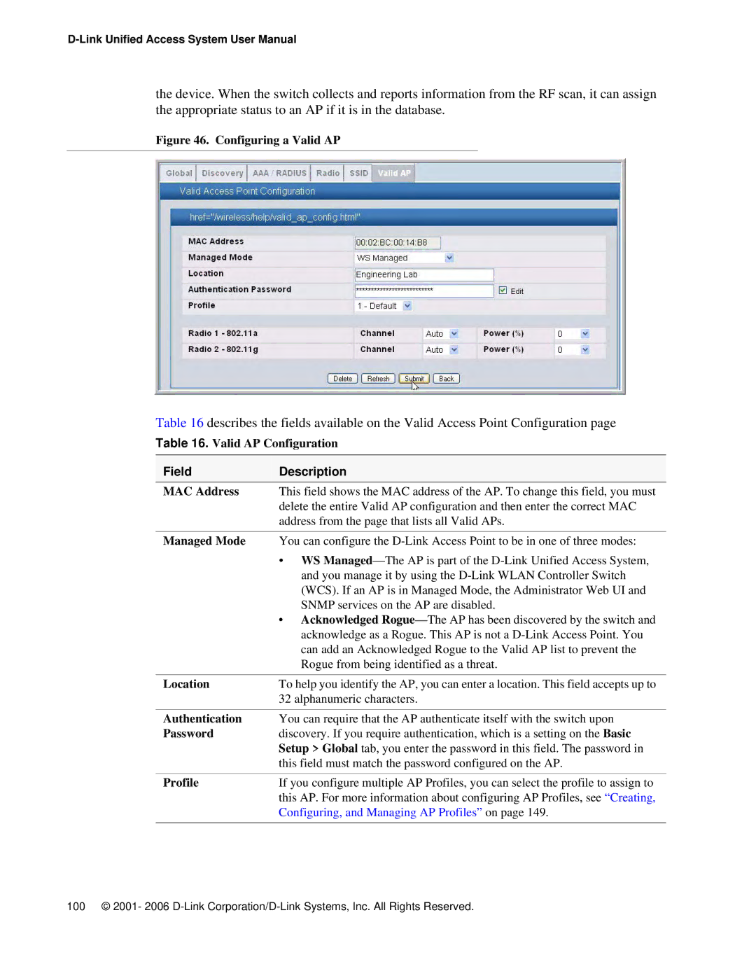 D-Link DWS 3000 user manual Valid AP Configuration, Password 