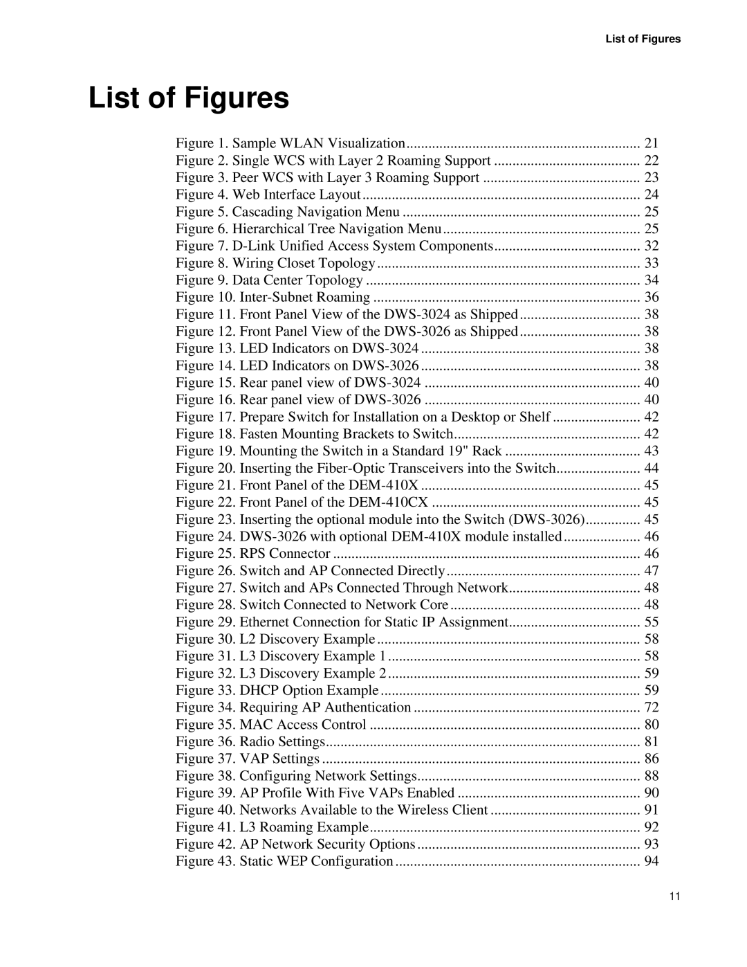 D-Link DWS 3000 user manual List of Figures, Sample Wlan Visualization 