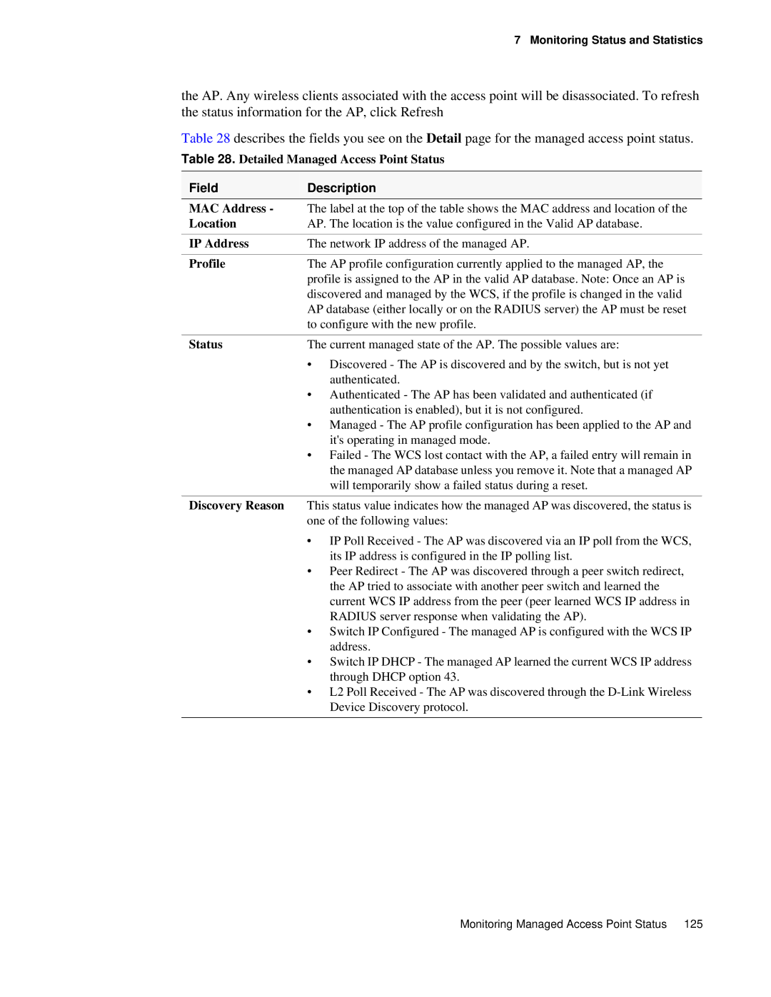 D-Link DWS 3000 user manual Detailed Managed Access Point Status, Discovery Reason 