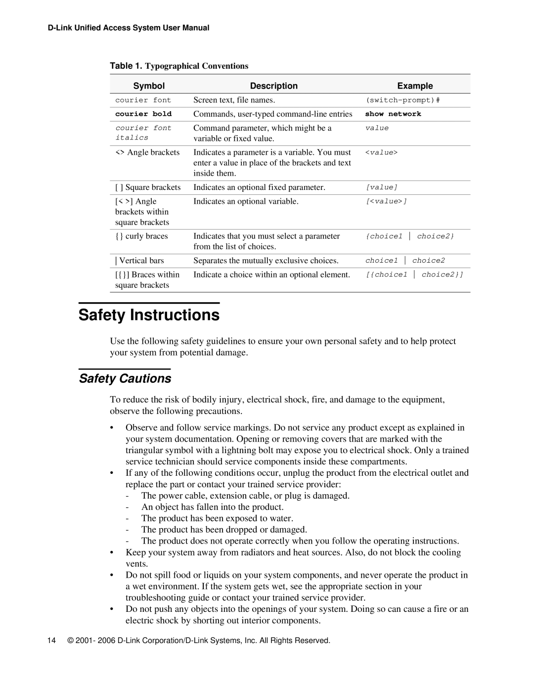 D-Link DWS 3000 user manual Safety Instructions, Safety Cautions 