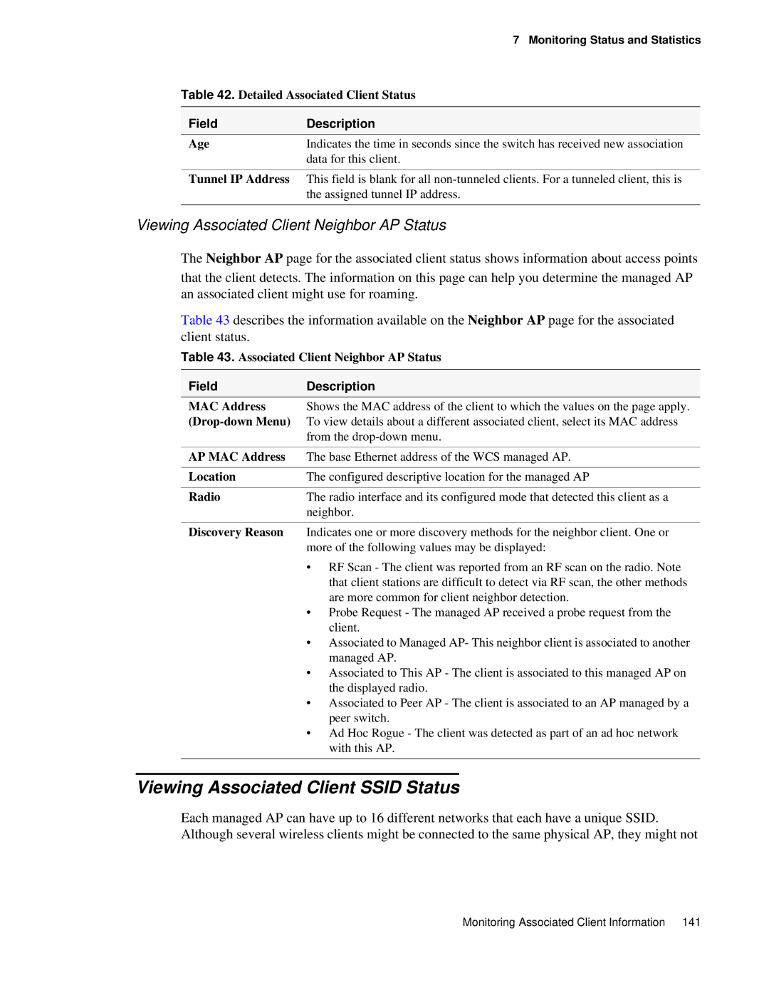 D-Link DWS 3000 user manual Viewing Associated Client Ssid Status, Viewing Associated Client Neighbor AP Status 