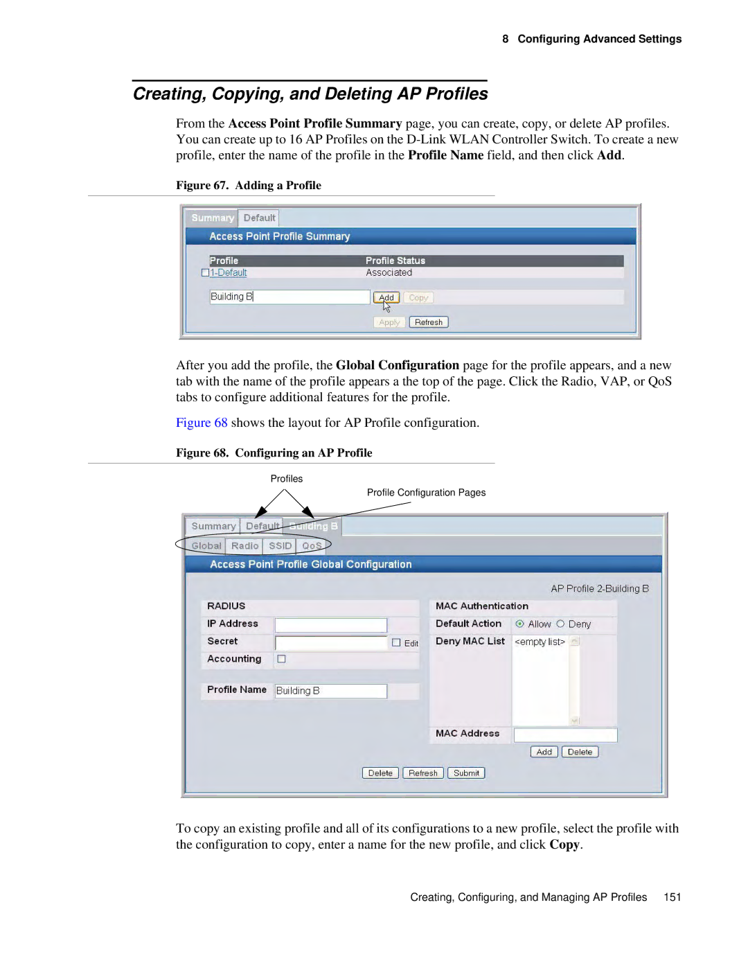 D-Link DWS 3000 user manual Creating, Copying, and Deleting AP Profiles, Adding a Profile 