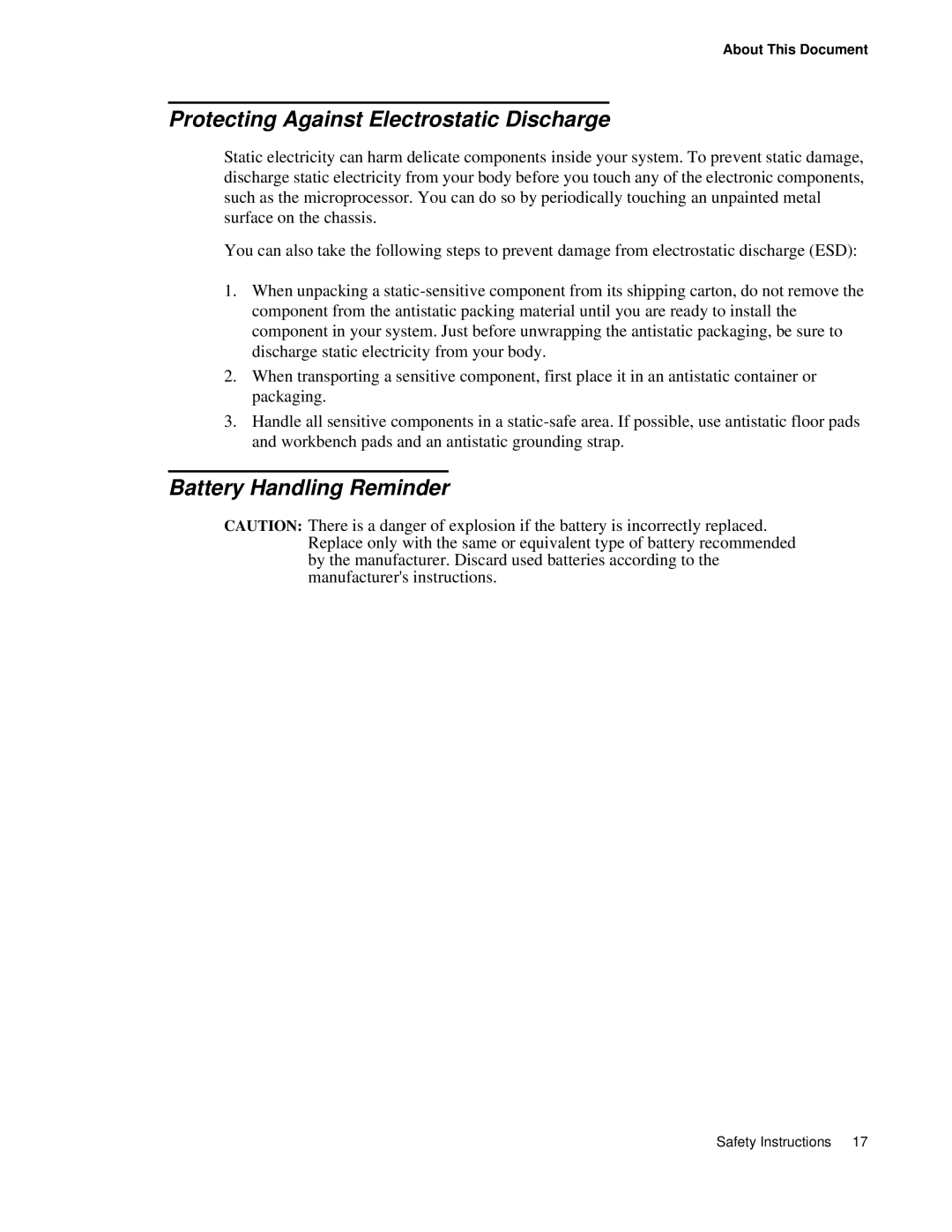 D-Link DWS 3000 user manual Protecting Against Electrostatic Discharge, Battery Handling Reminder 