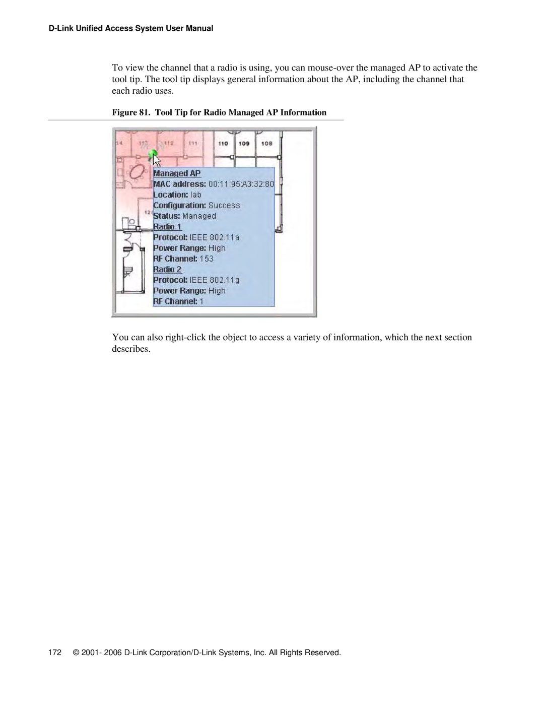 D-Link DWS 3000 user manual Tool Tip for Radio Managed AP Information 