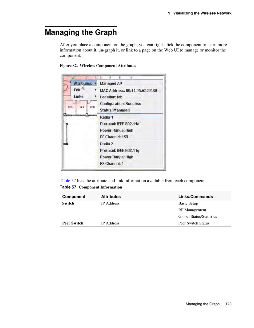 D-Link DWS 3000 user manual Managing the Graph, Component Information, Component Attributes Links/Commands, Peer Switch 