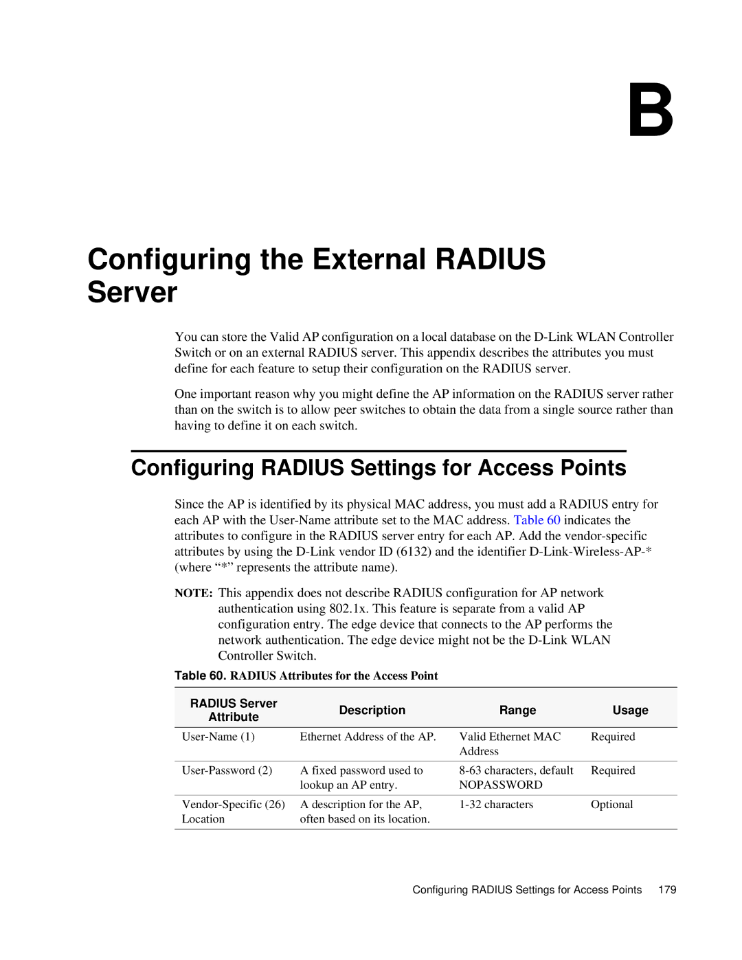 D-Link DWS 3000 user manual Configuring the External Radius Server, Configuring Radius Settings for Access Points 