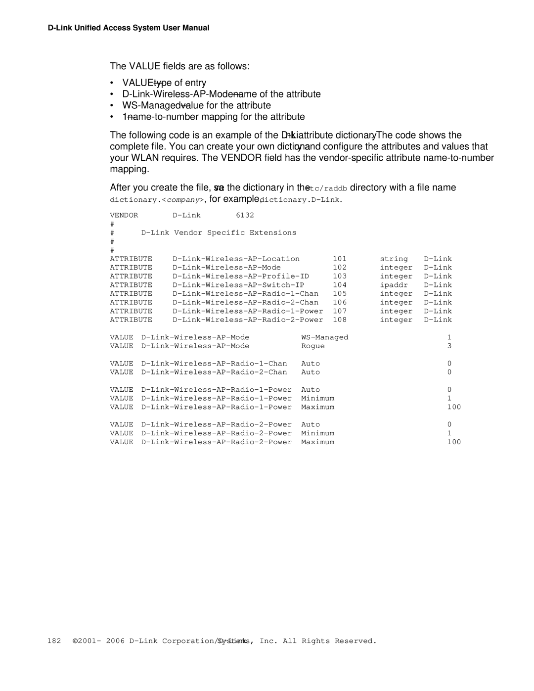 D-Link DWS 3000 user manual Vendor 