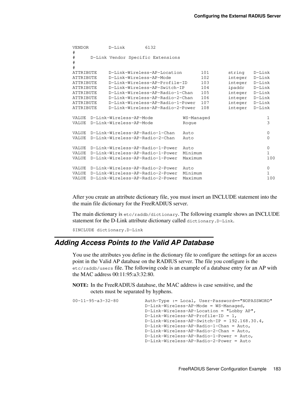 D-Link DWS 3000 user manual Adding Access Points to the Valid AP Database 