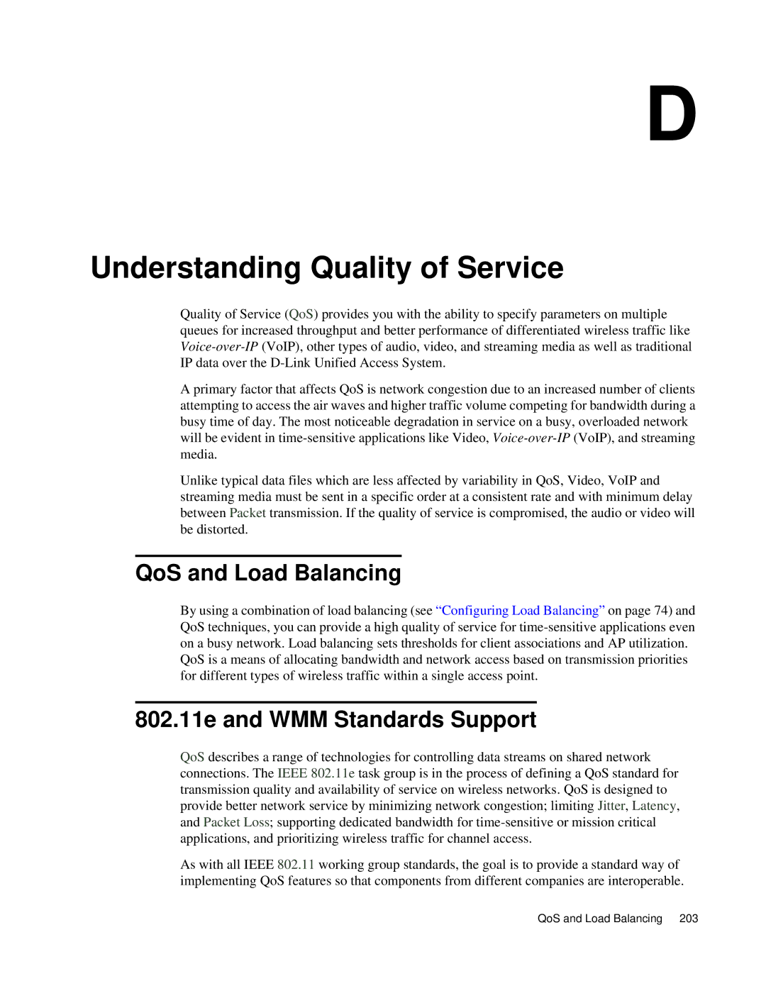 D-Link DWS 3000 user manual Understanding Quality of Service, QoS and Load Balancing, 802.11e and WMM Standards Support 