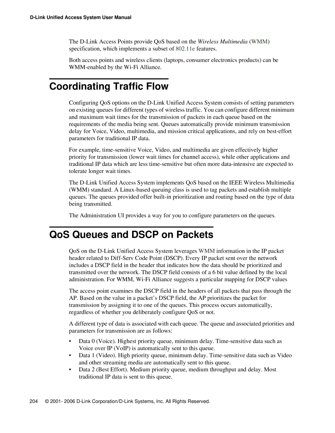 D-Link DWS 3000 user manual Coordinating Traffic Flow, QoS Queues and Dscp on Packets 