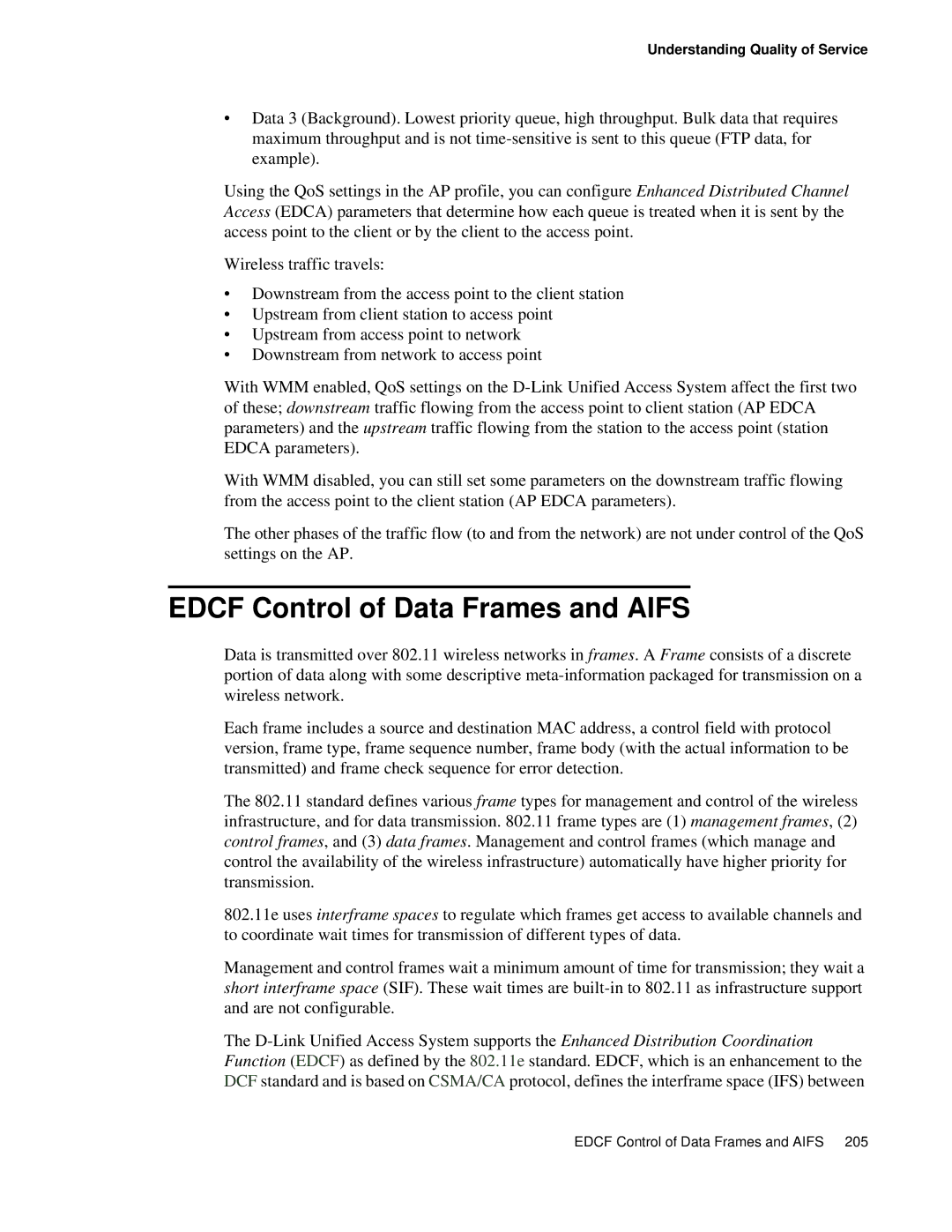 D-Link DWS 3000 user manual Edcf Control of Data Frames and Aifs 