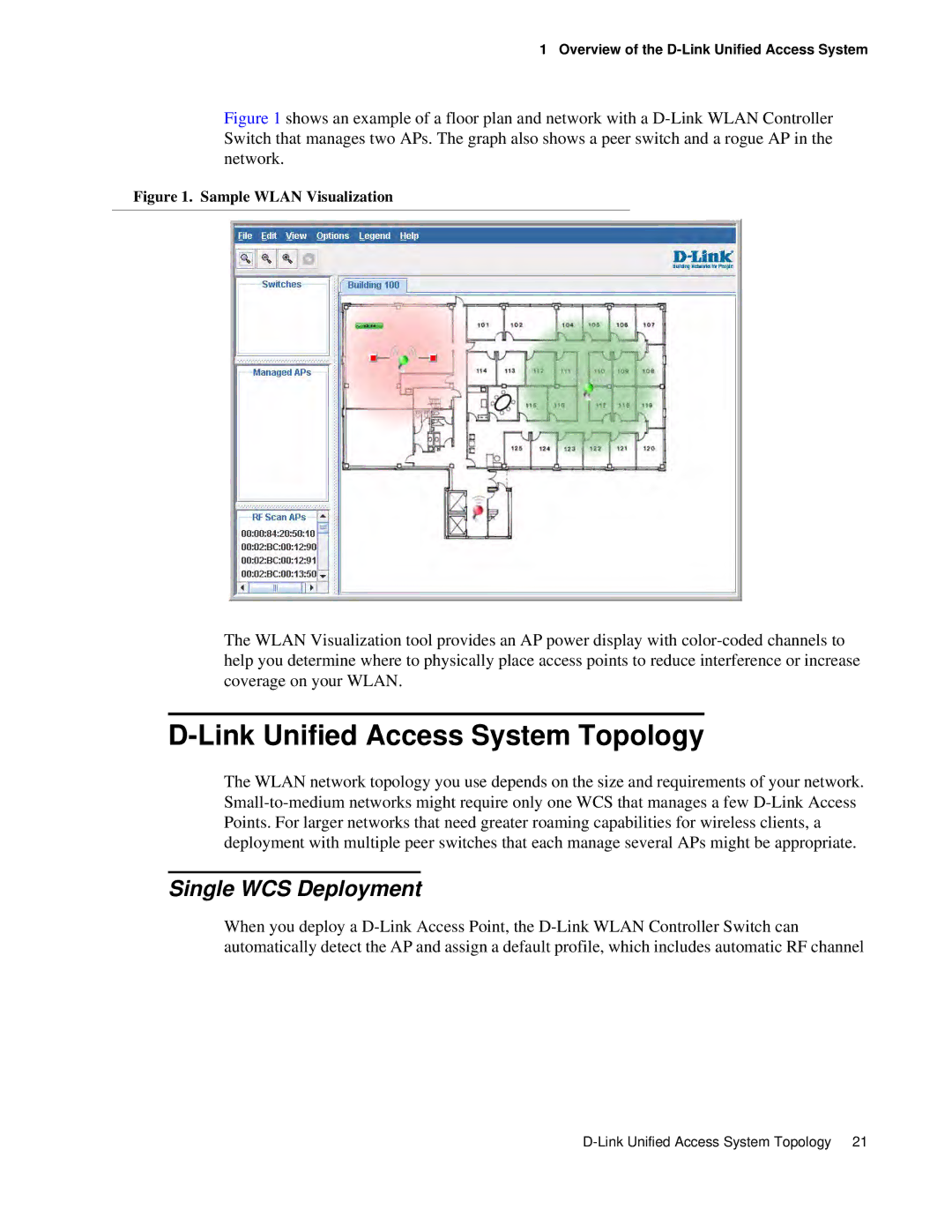 D-Link DWS 3000 user manual Link Unified Access System Topology, Single WCS Deployment 