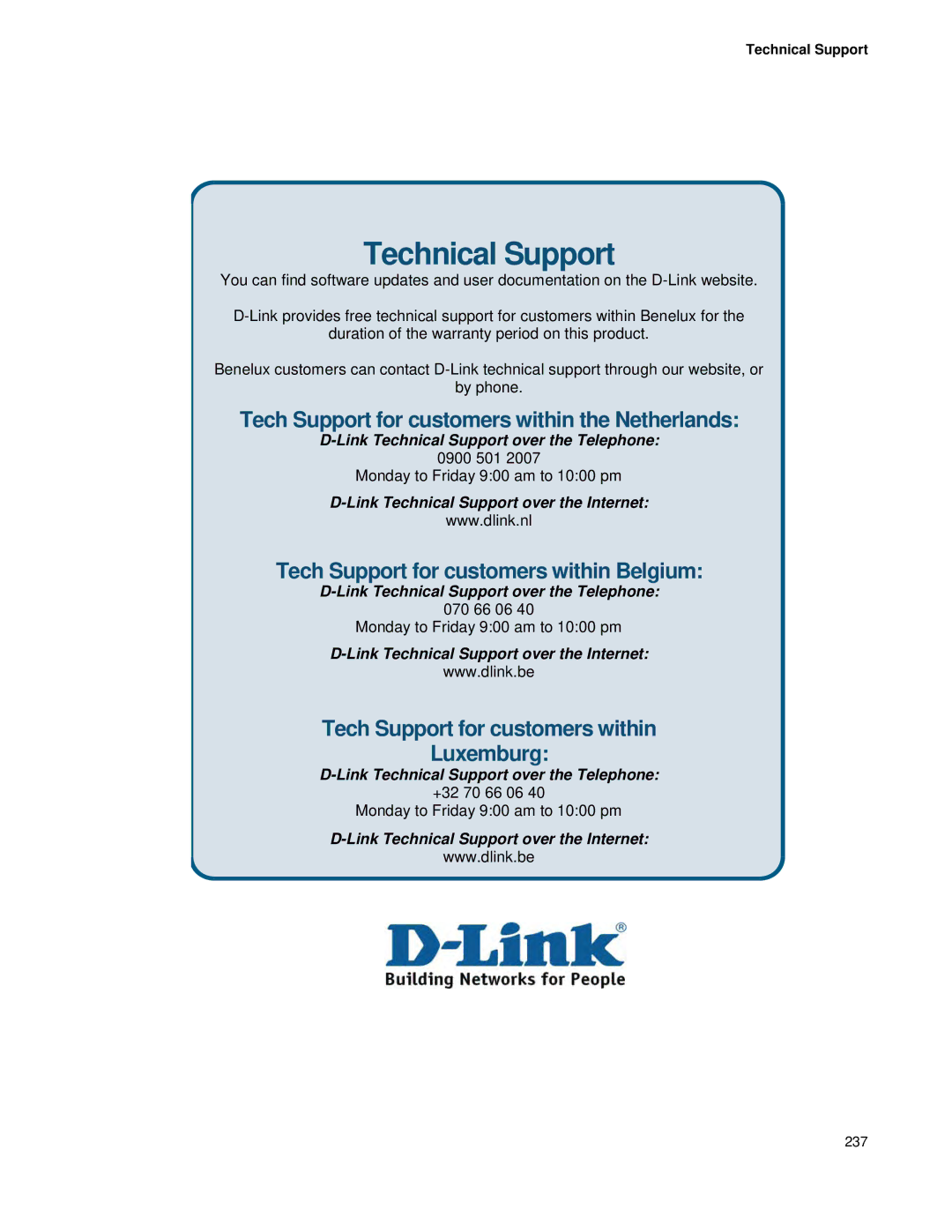 D-Link DWS 3000 user manual Tech Support for customers within the Netherlands 